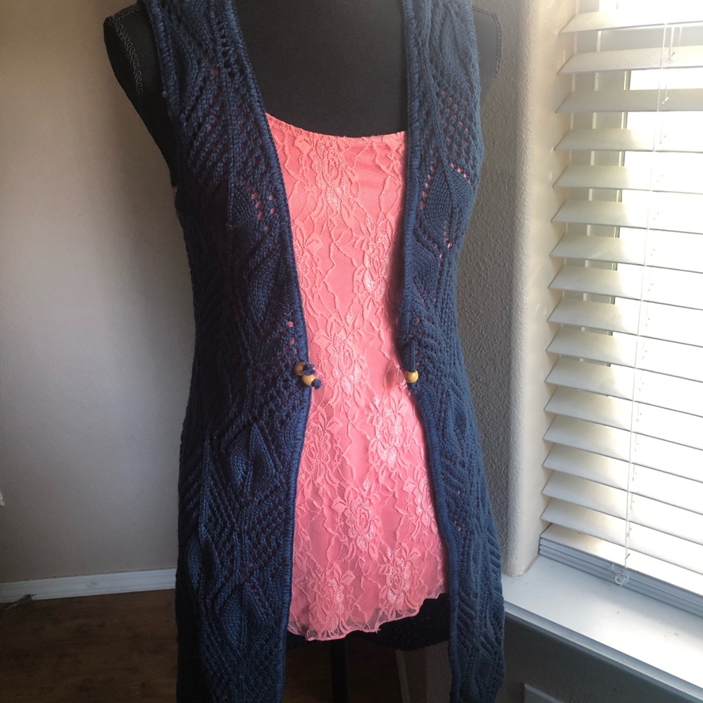 Knitted women’s blue cardigan
